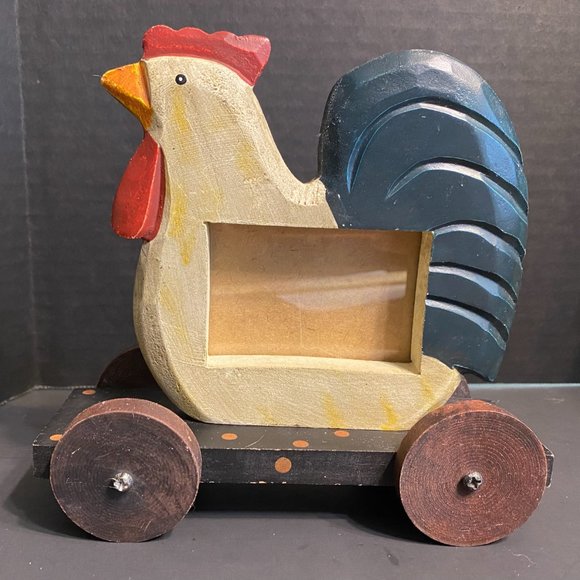 Accents Vintage Three Wooden Farm Animals Rolling Photo Frames